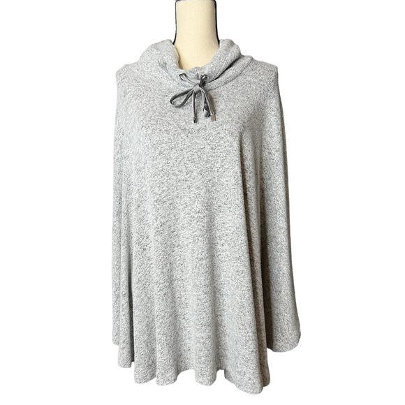 Philosophy Poncho Size 1X in Gray and Black Marled Soft Material Cowl Neckline - Picture 1 of 6
